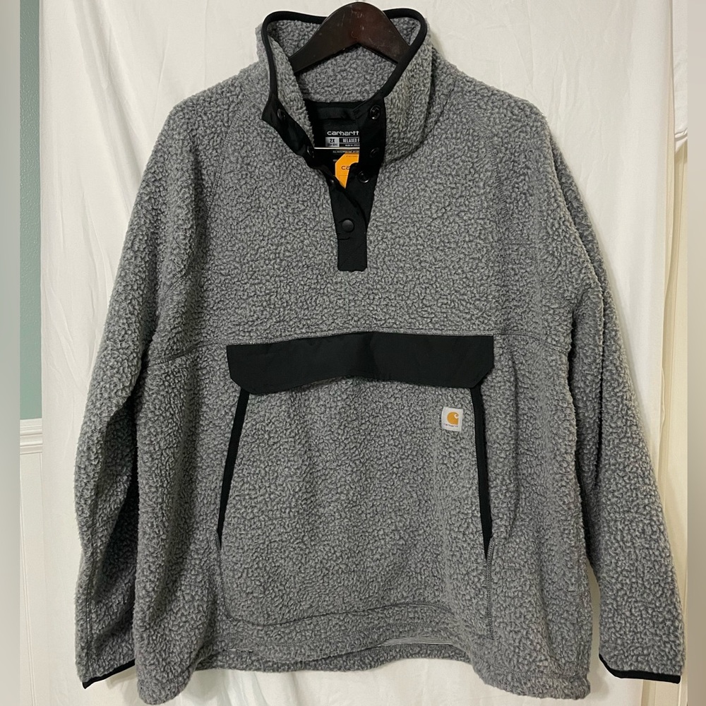 Carhartt Grey LS Quarter Zip Pullover Fleece 2XL